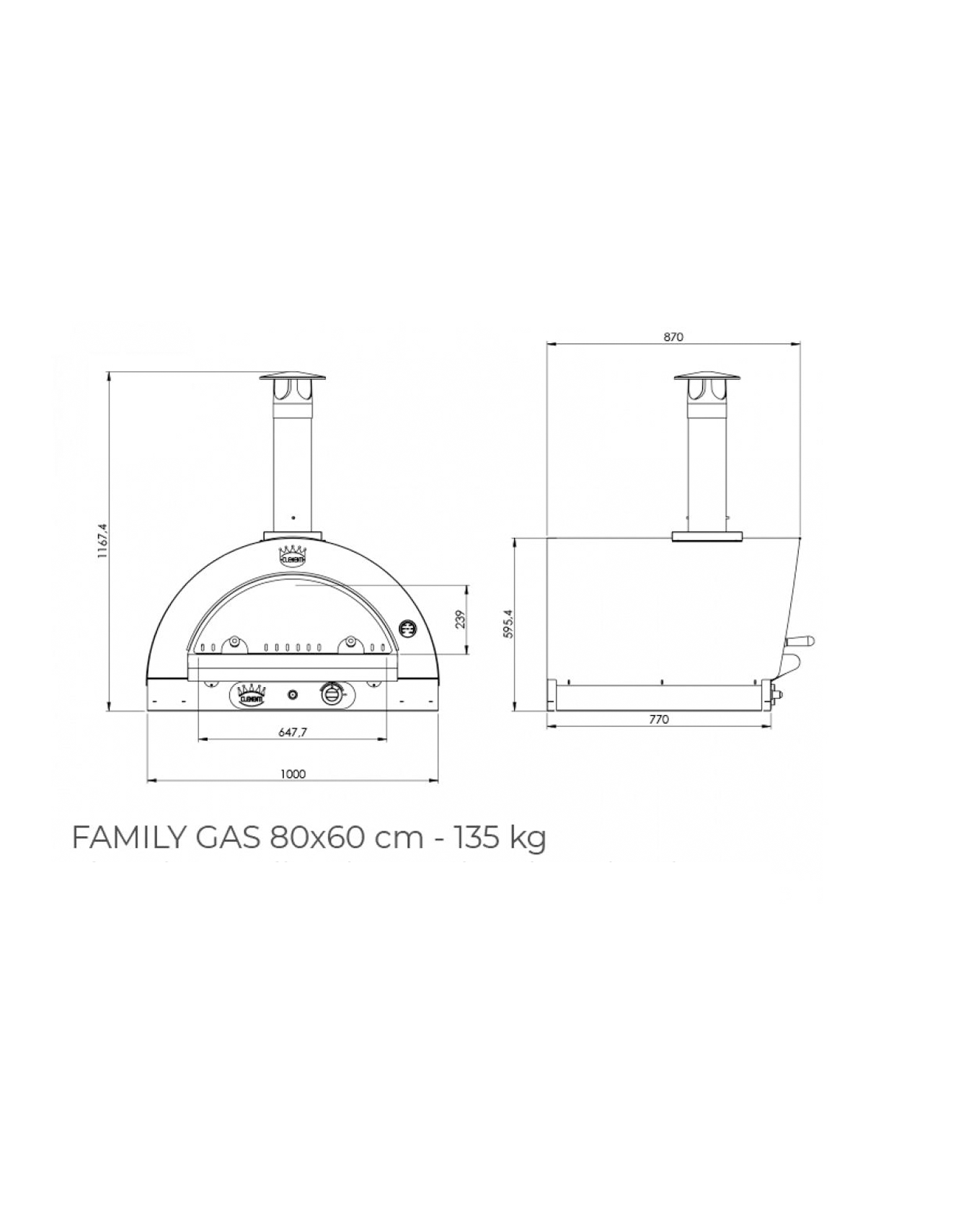 Clementi Stainless Steel Gas Fired Pizza Oven Comes In Sizes 60x60cm 60x80cm 80x100cm